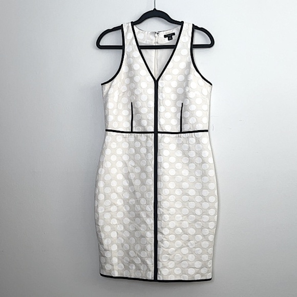 Ann Taylor Petite Cream Cotton Polka Dot Shift Dress 8P